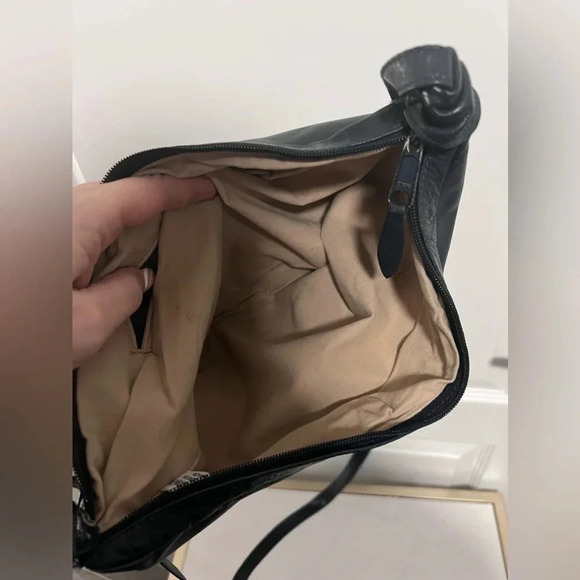 Vintage | Genuine Leather Navy Half Moon Crossbody Purse - Picture 8 of 10